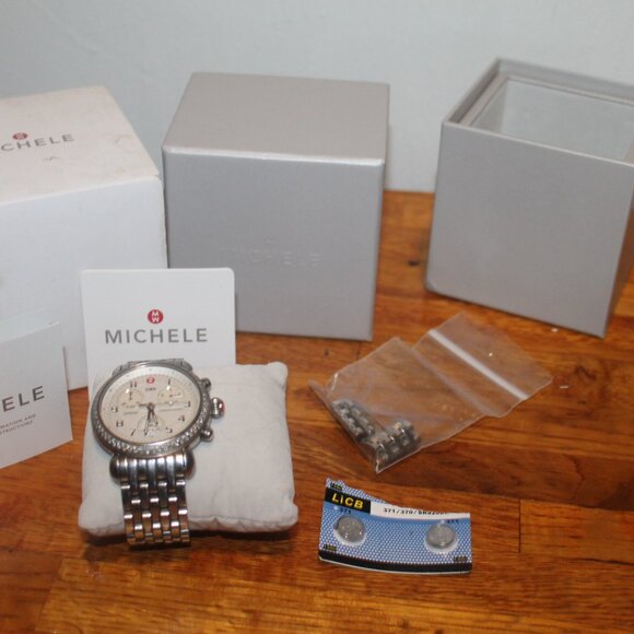 $1845 Michele CSX Diamond Bezel Chronograph Watch w Box Extra Links & Batteries - Picture 3 of 10